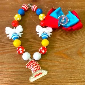 Dr Seuss necklace and bow